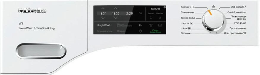 Стиральная машина Miele WWI860 WPS с наклейкой на русском языке, с дефектом на корпусе